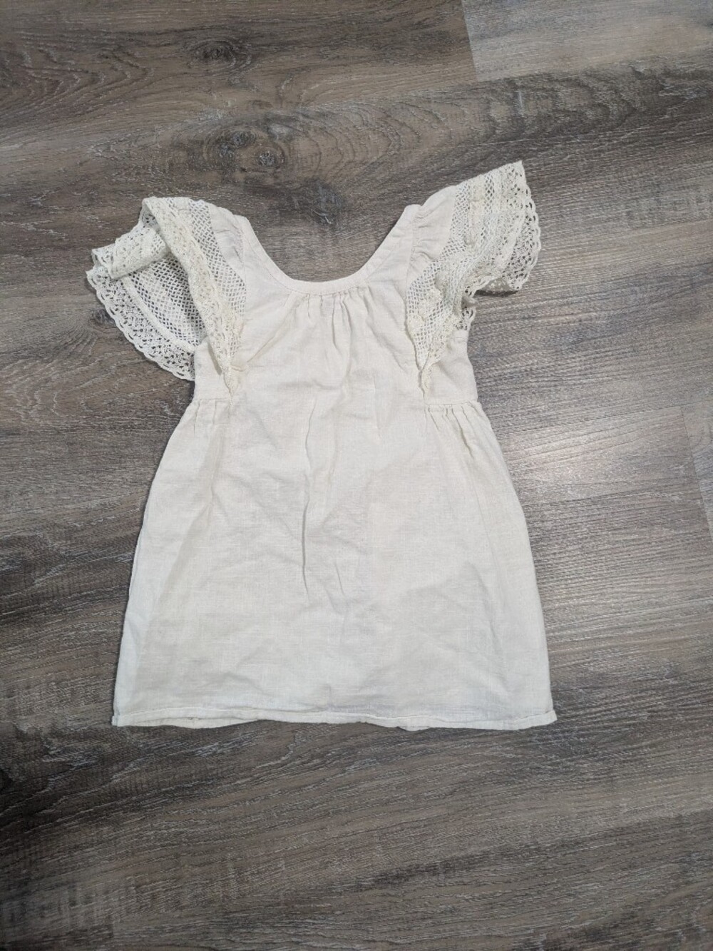 Women’s Cream Crochet Sleeve Linen Tank Top
